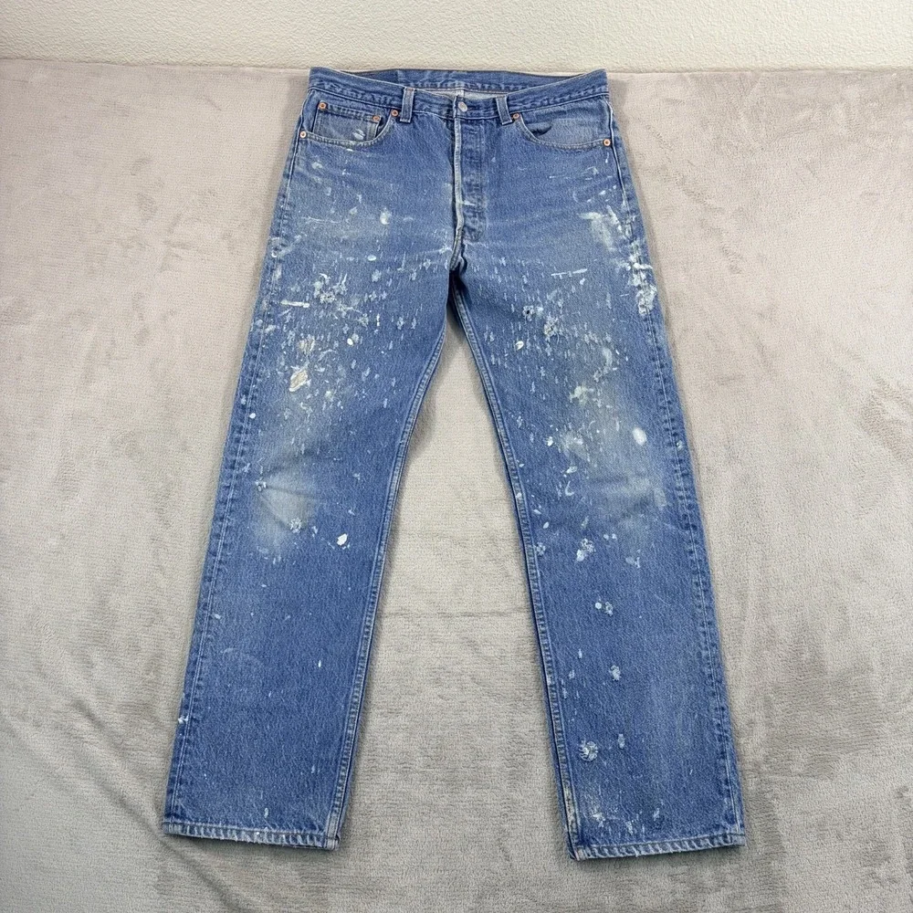 Vintage Levis 501xx Jeans Men 36x34 (Fits 34x31) Distressed Paint Made in USA